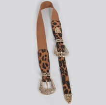 Load image into Gallery viewer, Leopard Print Double Buckle Belt
