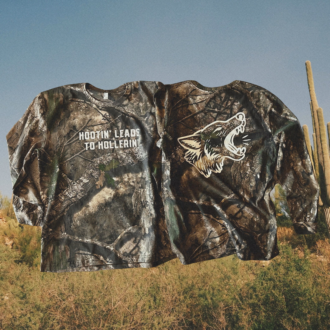 Hootin’ Leads To Hollerin’ Camo Long Sleeve Tee