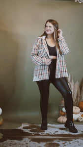 Fall Cider Waffle Flannel Jacket