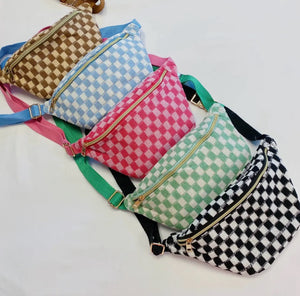Large Checkered Crossbody Fanny Pack