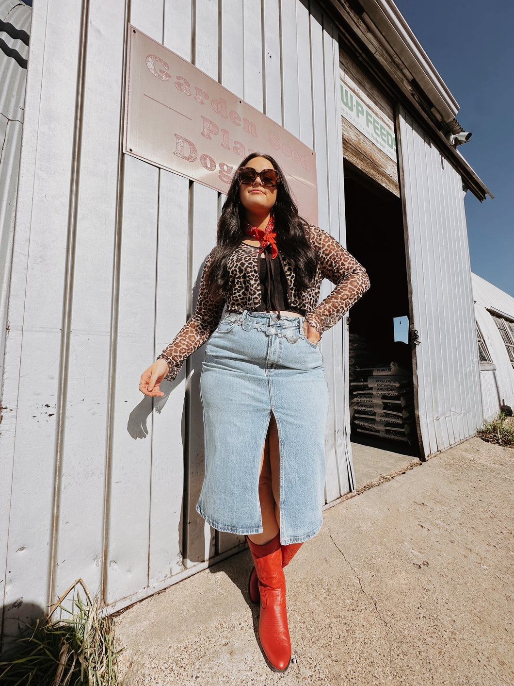 The Twain Light Wash Denim Skirt