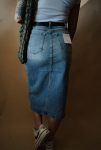 The Twain Light Wash Denim Skirt