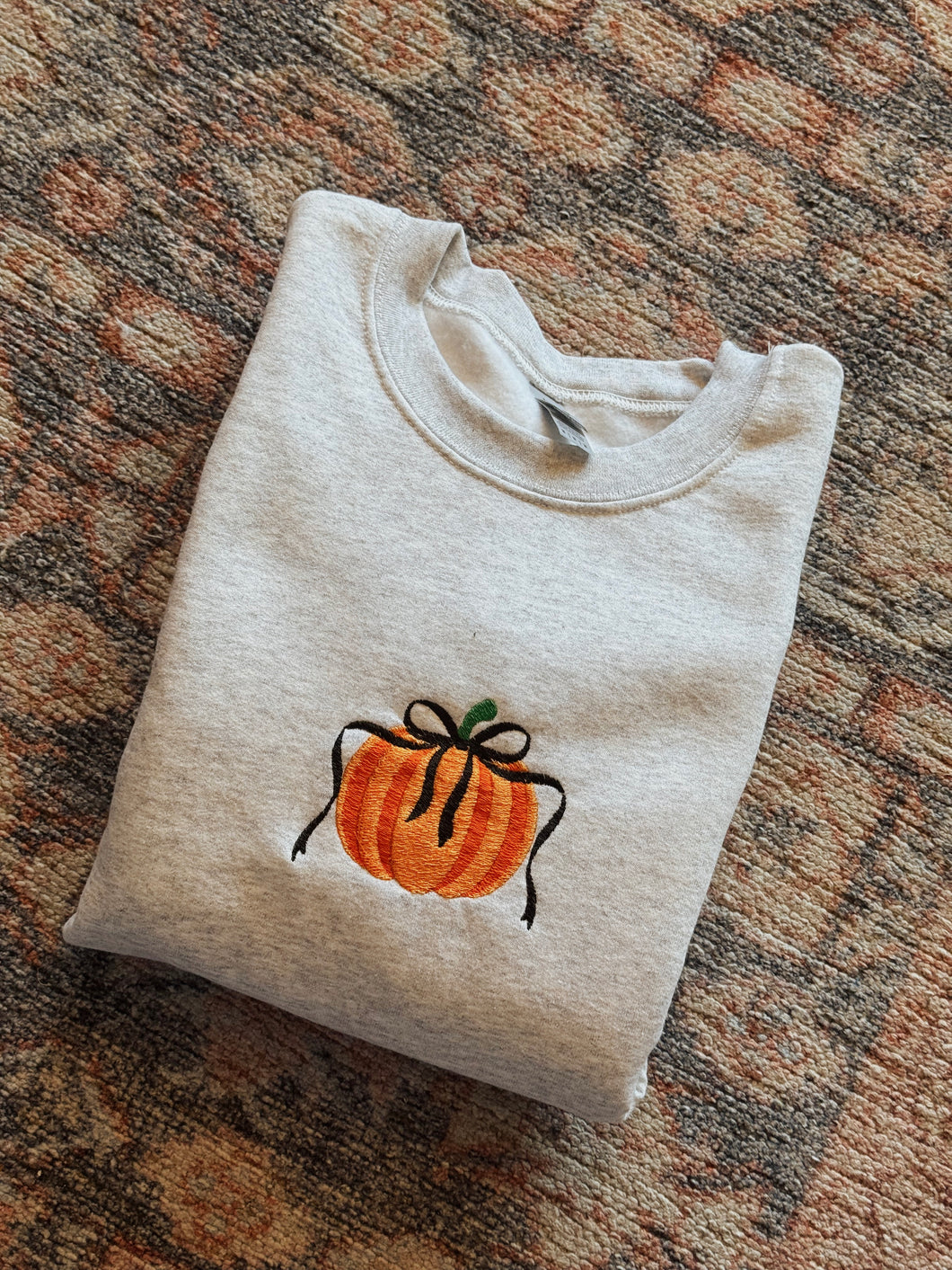 Coquette Pumpkin Embroidered Sweatshirt