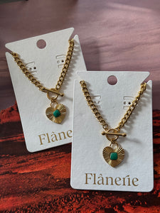 Green Heart Toggle Necklace