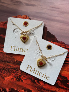 Dainty Red Heart Toggle Necklace