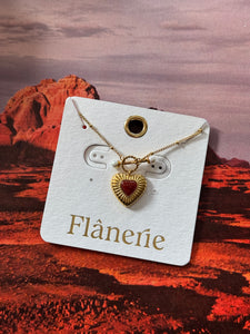 Dainty Red Heart Toggle Necklace