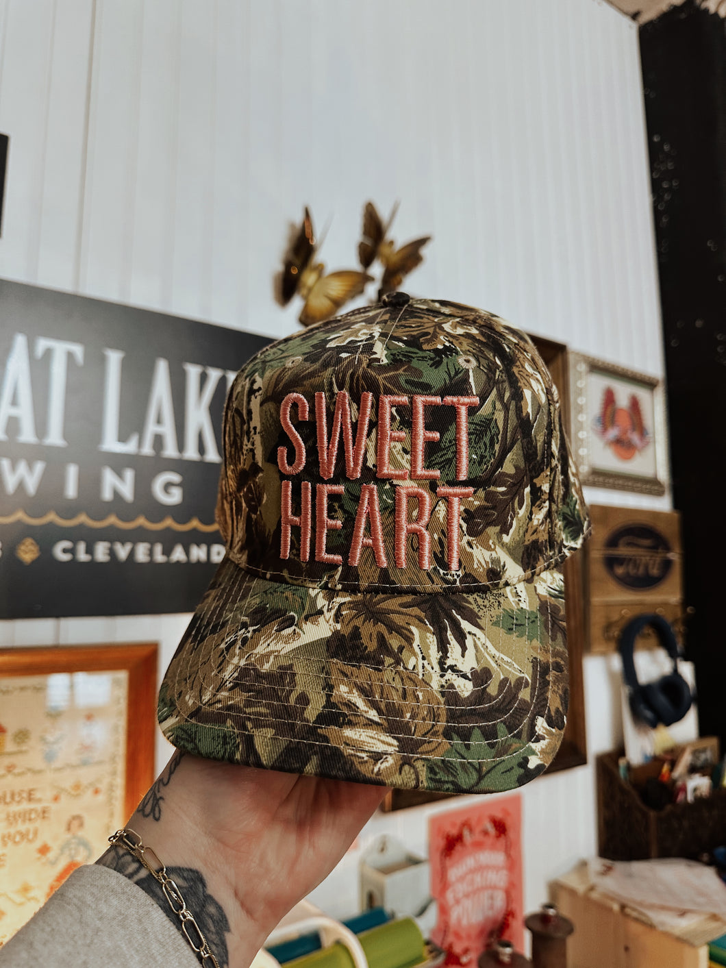 Sweet Heart Puff Embroidered Trucker Hat