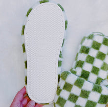 Load image into Gallery viewer, Checkered Fuzzy Slide Slippers
