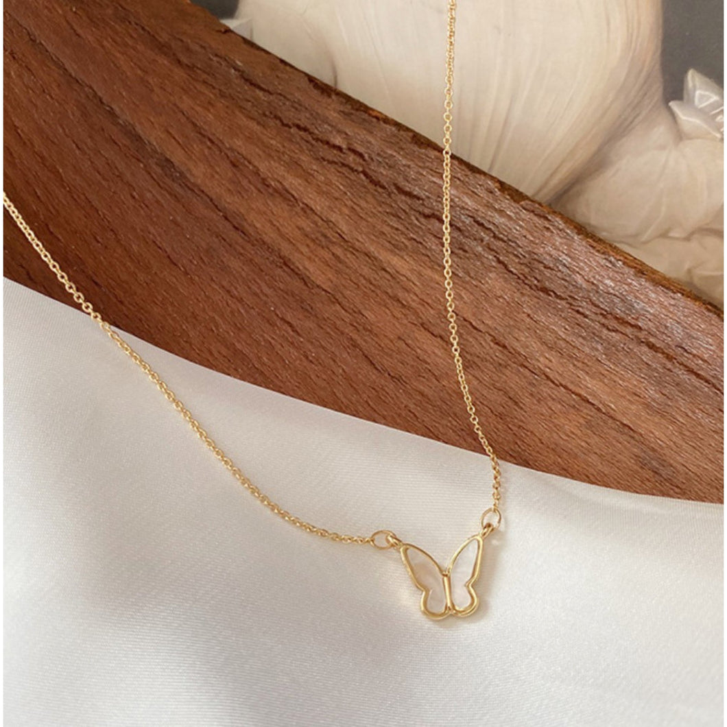 Golden Shell Butterfly Necklace