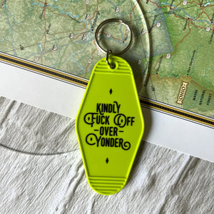 Kindly F Off Over Yonder Retro Motel Keychain